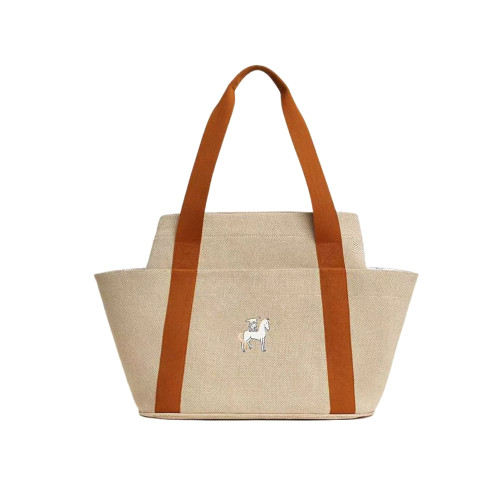 NIGO Hermes Unisex Fashion Casual Wool Linen Cotton Color Block Parenting Bag Shoulder Bag Tote Bag Bags #nigo78794