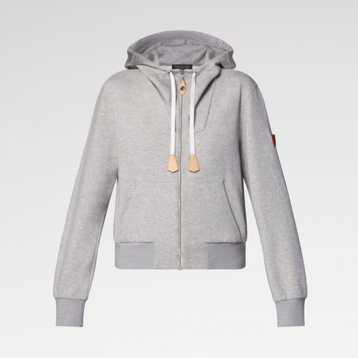 NIGO Louis Vuitton Women's Spring/Summer/Fall Leather-Detailed Zipper Cotton Long-Sleeve Hooded Sweatshirt Casual Solid-Color Drawstring Joggers Shorts Ngvp #nigo2383
