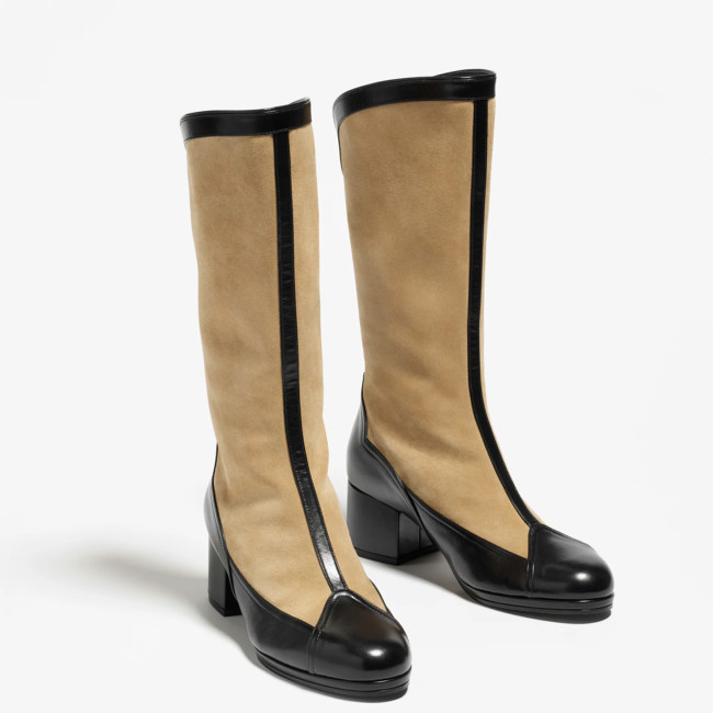 NIGO Chanel Women's Spring And Summer High Luxury Colorblocking Suede Short Boots Fashion Exquisite Black Temperament With Heels Shoes Ngvp #nigo2476