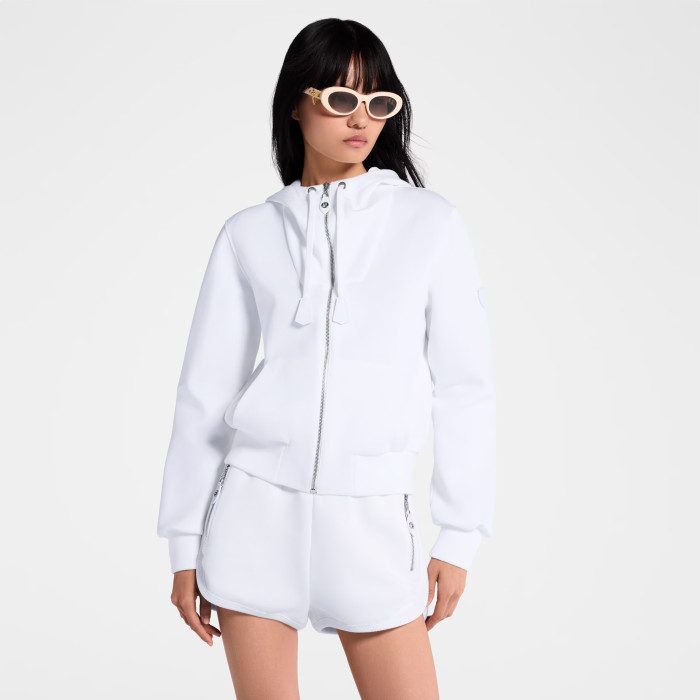 NIGO Louis Vuitton Women's Spring/Summer/Fall Leather-Detailed Zipper Cotton Long-Sleeve Hooded Sweatshirt Casual Solid-Color Drawstring Joggers Shorts Ngvp #nigo2383