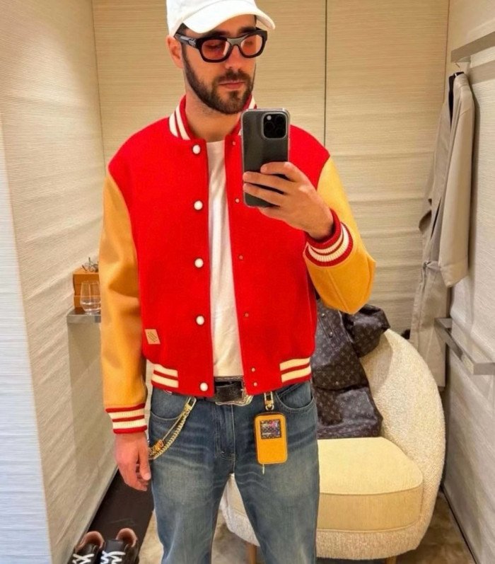 NIGO Louis Vuitton VVN Men's Spring/Fall Fashion Casual Baseball Collar Single-Breasted Wool Flannel Jacket Leather Jacket #nigo78795