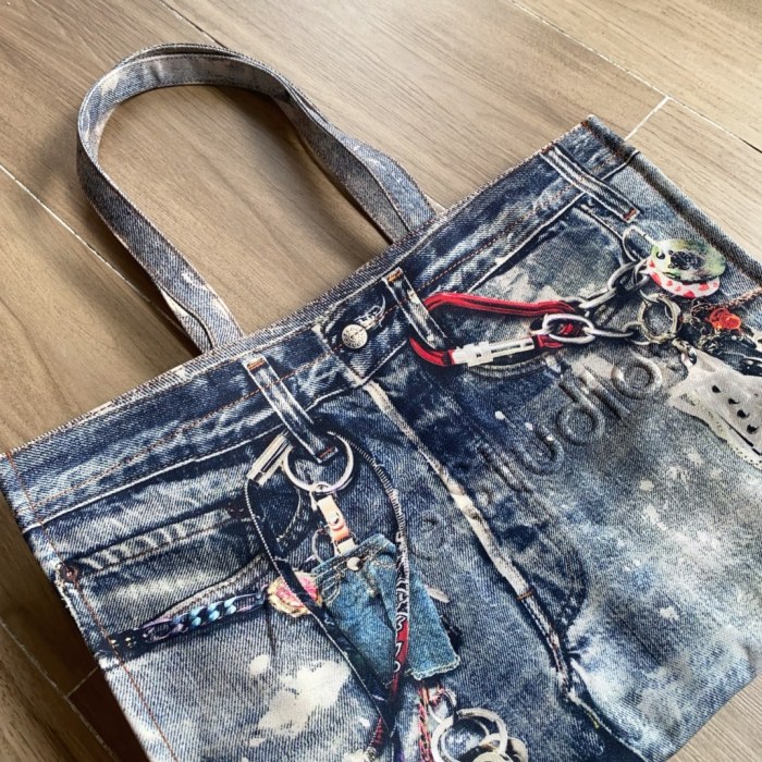 NIGO Acne Studios Women's Fashion Retro Color-Block Logo Denim Patchwork Print Tote Bag Shoulder Bag Bags #nigo78793