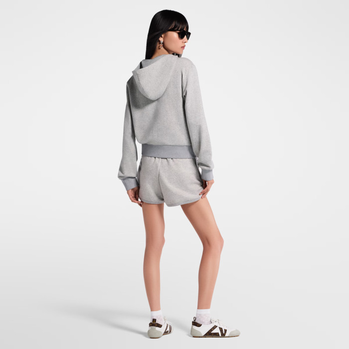 NIGO Louis Vuitton Women's Spring/Summer/Fall Leather-Detailed Zipper Cotton Long-Sleeve Hooded Sweatshirt Casual Solid-Color Drawstring Joggers Shorts Ngvp #nigo2383
