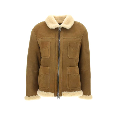 NIGO Tom Ford Men's and Women's  Winter Fashion Casual Lapel Zipper Classic Four-Pocket Leather and Fleece Hybrid Jacket #nigo78814