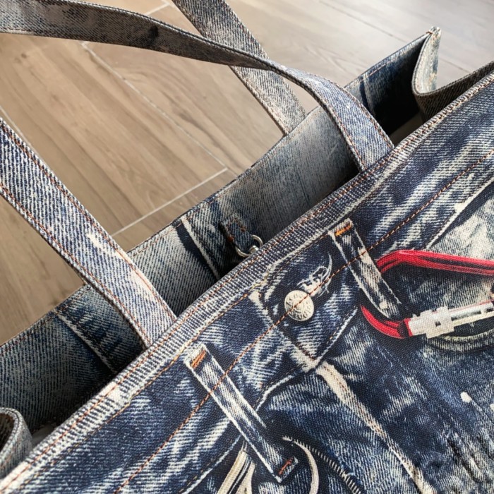 NIGO Acne Studios Women's Fashion Retro Color-Block Logo Denim Patchwork Print Tote Bag Shoulder Bag Bags #nigo78793