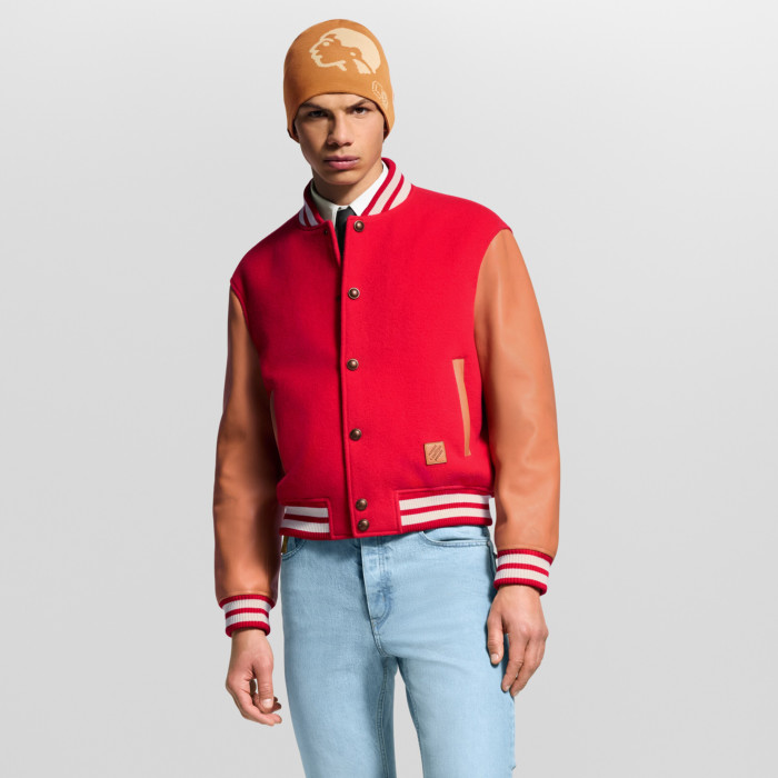 NIGO Louis Vuitton VVN Men's Spring/Fall Fashion Casual Baseball Collar Single-Breasted Wool Flannel Jacket Leather Jacket #nigo78795