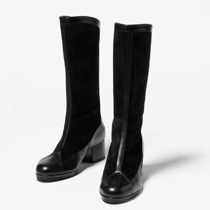 NIGO Chanel Women's Spring And Summer High Luxury Colorblocking Suede Short Boots Fashion Exquisite Black Temperament With Heels  Shoes Ngvp #nigo2476