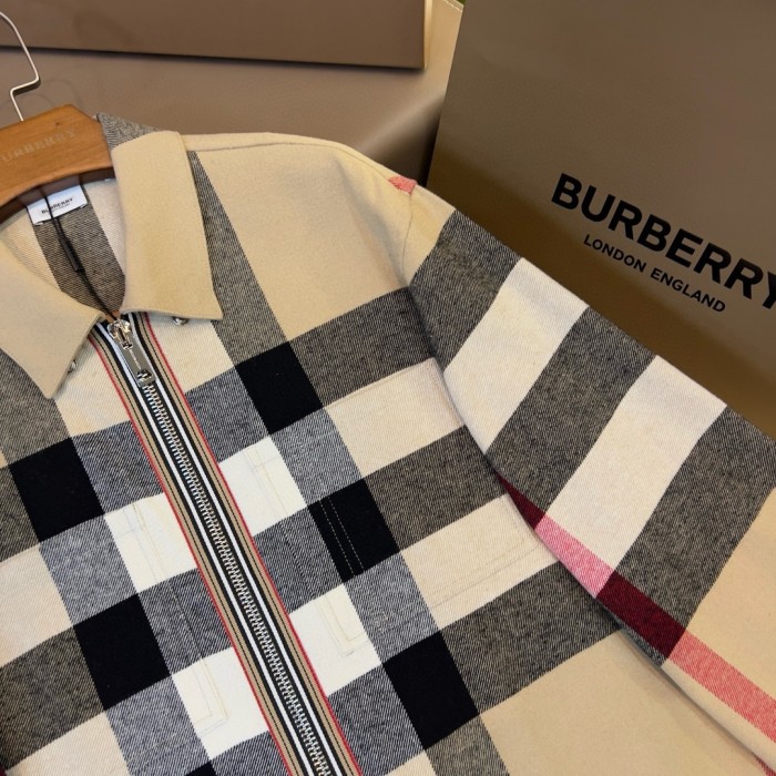 NIGO Burberry Men's and Women's Fashion Casual Collared Zipper Striped Pattern Shirt Jacket #nigo78834