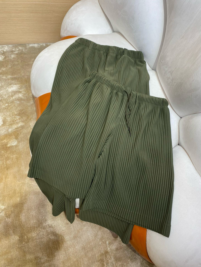 NIGO Issey Miyake Men's Spring/Fall Fashion Casual Solid Color Pleated Design Elastic Waistband Straight-Leg Pants #nigo78831