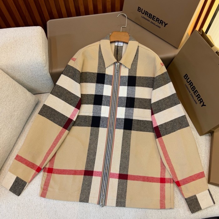 NIGO Burberry Men's and Women's Fashion Casual Collared Zipper Striped Pattern Shirt Jacket #nigo78834