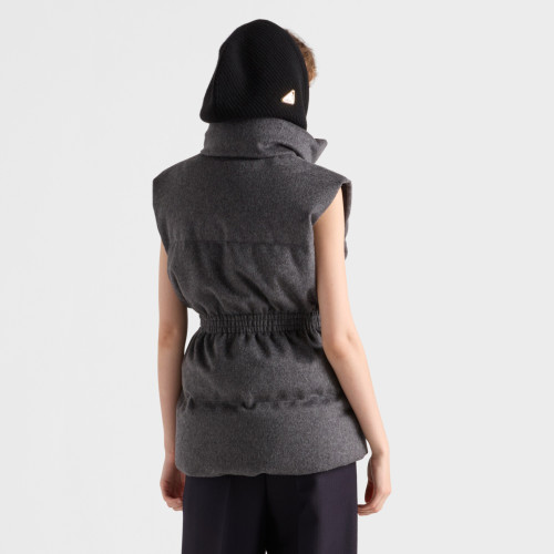 NIGO Prada Women's Winter Fashion Casual Stand Collar Zipper Waist Belt Wool Down Vest #nigo78821