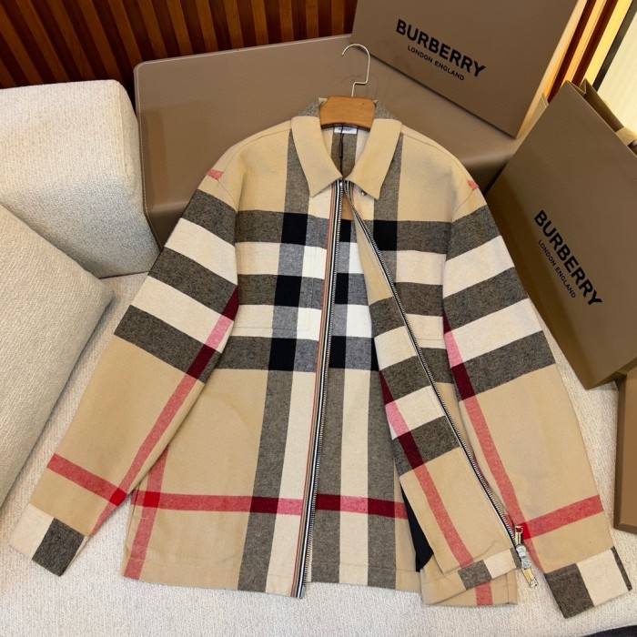 NIGO Burberry Men's and Women's Fashion Casual Collared Zipper Striped Pattern Shirt Jacket #nigo78834