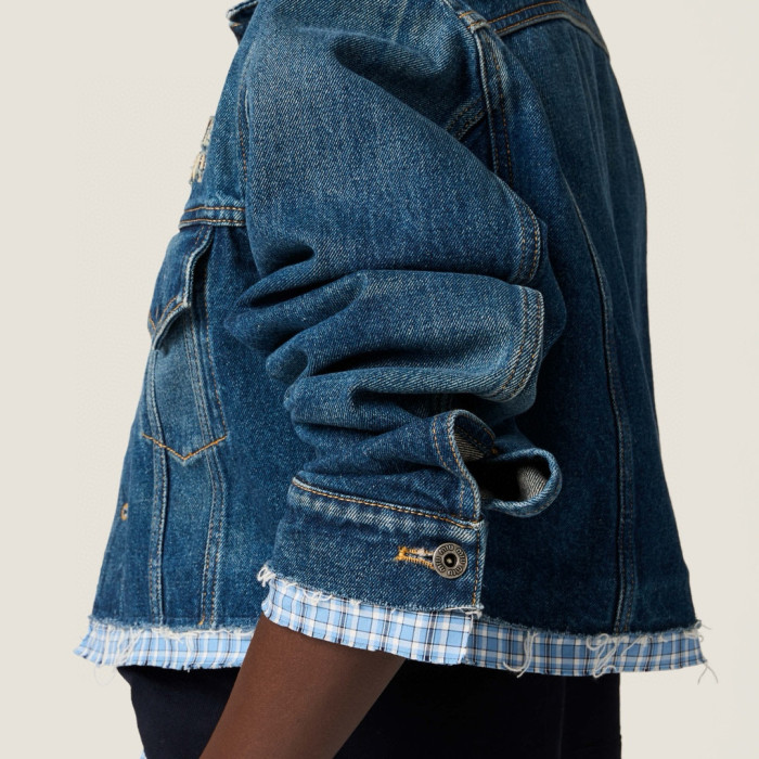 NIGO MiuMiu Women's Spring/Fall Fashion Casual Lapel Single-Breasted Patchwork Denim Jacket #nigo78836