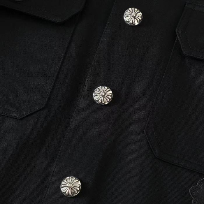 NIGO Chrome Hearts Men's Spring/Fall Fashion Casual Collared Single-Breasted Solid-Color Shirt Jacket with Loose-Fit Waist-Tie Workwear Pants Suit Set #nigo78853