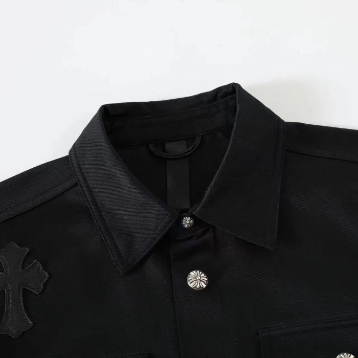 NIGO Chrome Hearts Men's Spring/Fall Fashion Casual Collared Single-Breasted Solid-Color Shirt Jacket with Loose-Fit Waist-Tie Workwear Pants Suit Set #nigo78853
