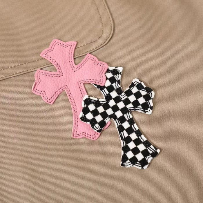 NIGO Chrome Hearts Men's Spring/Fall Casual Style Checkered Collar Single-Breasted Solid Color Shirt Jacket Set with Relaxed Fit Workwear Pants #nigo78854