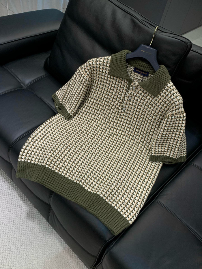 NIGO Louis Vuitton Men's Spring/Summer Color-Block Jacquard Knit Lapel Short-Sleeve Polo Shirt Ngvp #nigo2387