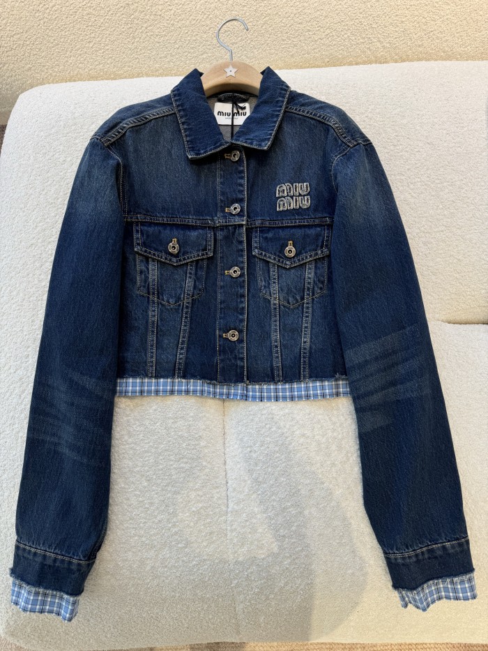 NIGO MiuMiu Women's Spring/Fall Fashion Casual Lapel Single-Breasted Patchwork Denim Jacket #nigo78836