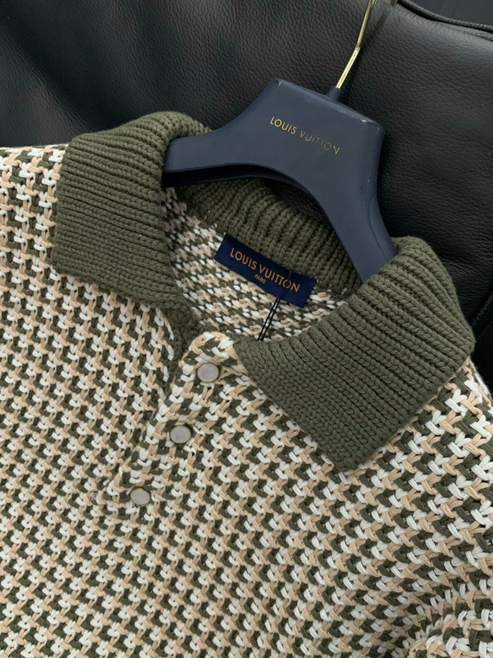 NIGO Louis Vuitton Men's Spring/Summer Color-Block Jacquard Knit Lapel Short-Sleeve Polo Shirt Ngvp #nigo2387