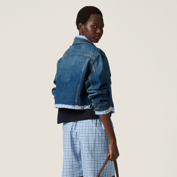 NIGO MiuMiu Women's Spring/Fall Fashion Casual Lapel Single-Breasted Patchwork Denim Jacket #nigo78836