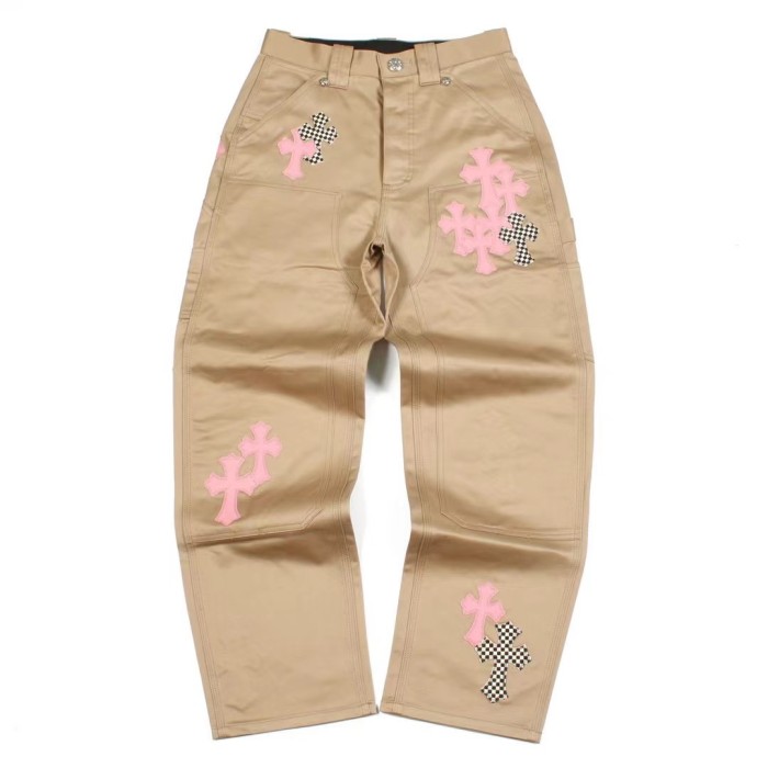 NIGO Chrome Hearts Men's Spring/Fall Casual Style Checkered Collar Single-Breasted Solid Color Shirt Jacket Set with Relaxed Fit Workwear Pants #nigo78854