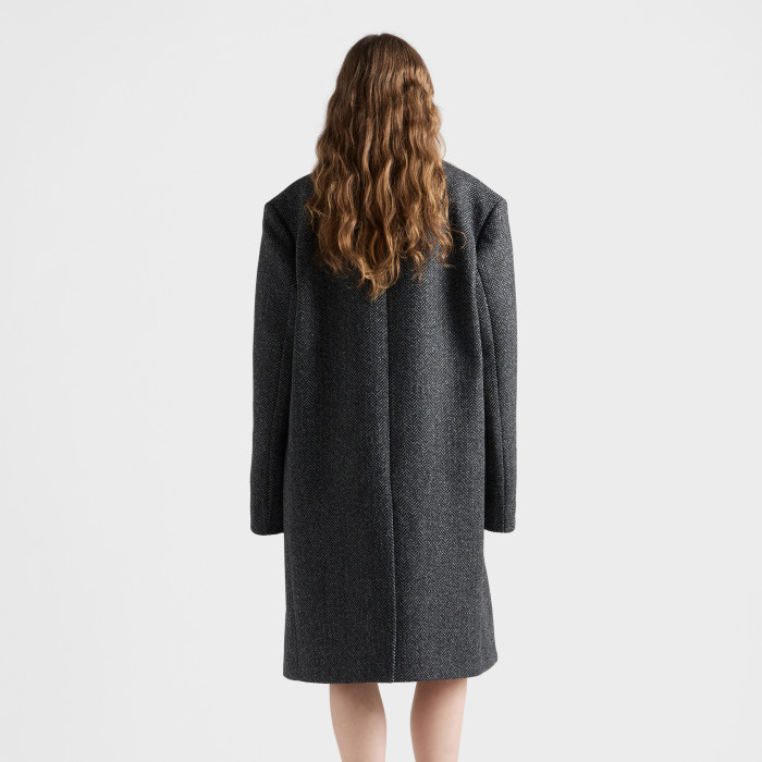 NIGO Prada Women's Fall/Winter Fashion Classic V Neck Single Breasted Herringbone Wool Coat Jacket #nigo78862