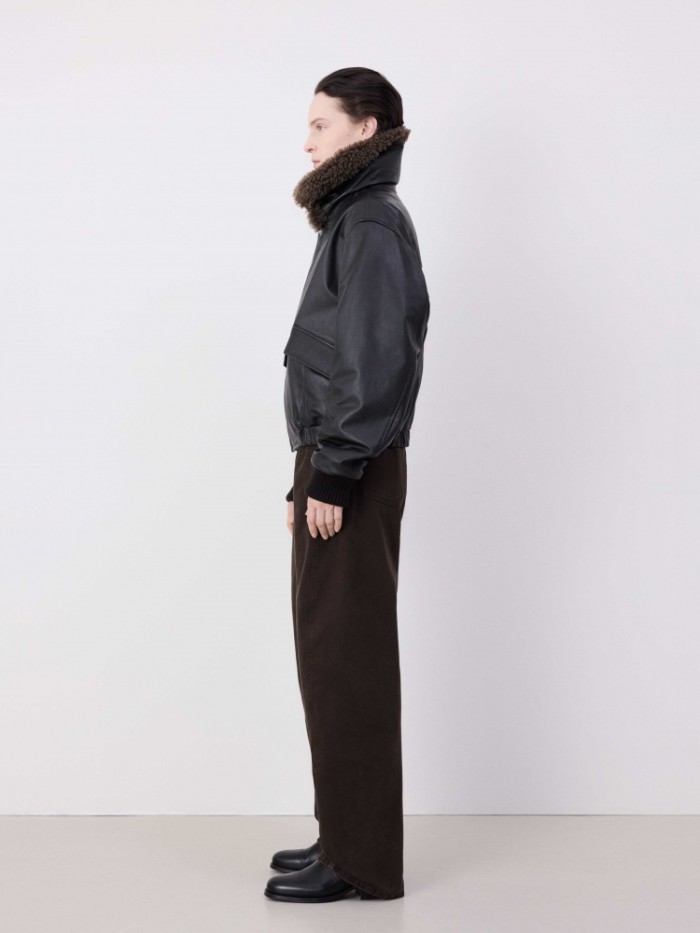 NIGO Lemaire Women's Autumn And Winter Fur Collar Zipper Short Solid Color Loose Long Sleeve Leather Jacket Ngvp #nigo2485