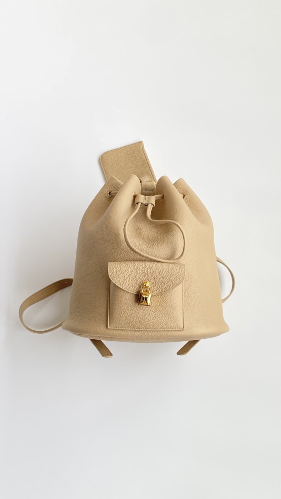 NIGO Loro Piana Extra Women's Fashion Classic Solid Color Drawstring Leather Bucket Tote Bag Bags FAP1404 #nigo78861