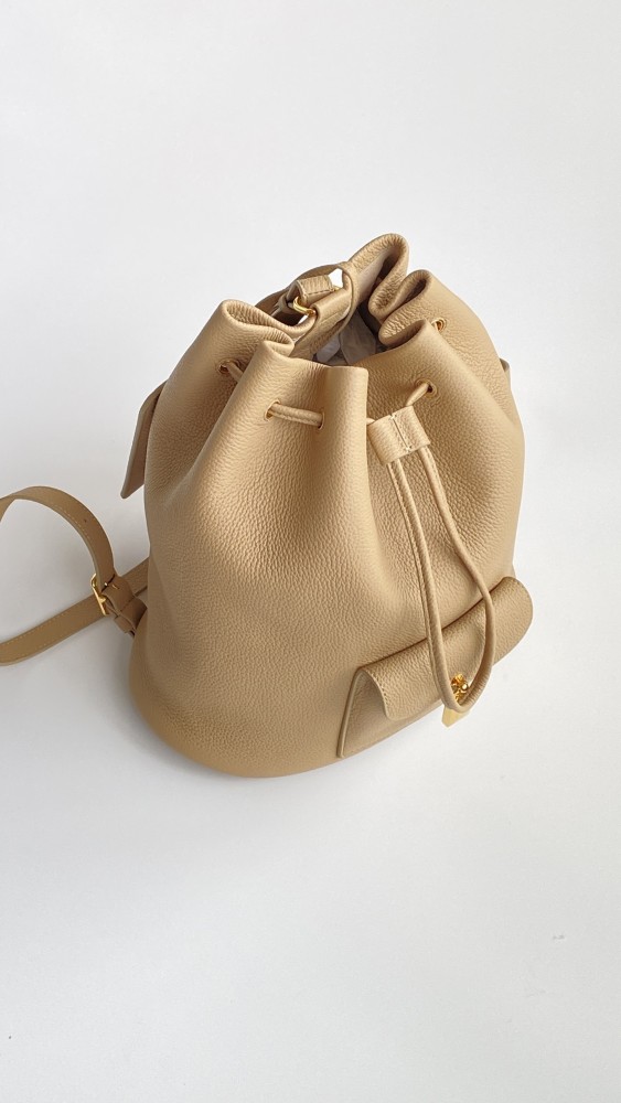 NIGO Loro Piana Extra Women's Fashion Classic Solid Color Drawstring Leather Bucket Tote Bag Bags FAP1404 #nigo78861