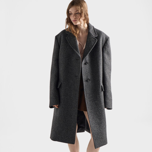 NIGO Prada Women's Fall/Winter Fashion Classic V Neck Single Breasted Herringbone Wool Coat Jacket #nigo78862