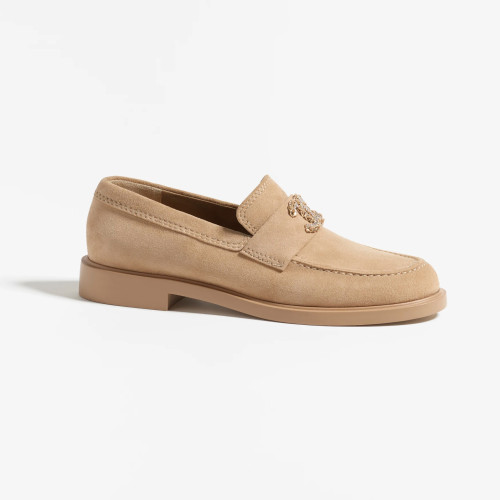NIGO Chanel Women's Fall/Winter Fashion Casual Round Toe Slip On Flat Low Top Retro Stud Buckle Suede Loafers Shoes #nigo78865