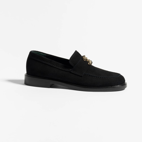 NIGO Chanel Women's Fall/Winter Fashion Casual Round Toe Slip On Flat Low Top Retro Stud Buckle Suede Loafers Shoes #nigo78865