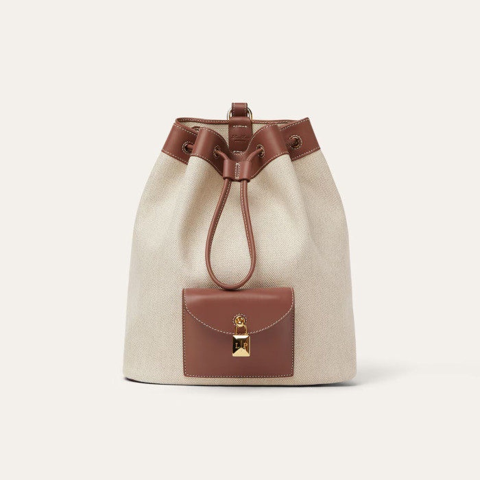 NIGO Loro Piana Extra Women's Fashion Classic Solid Color Drawstring Leather Bucket Tote Bag Bags FAP1404 #nigo78861