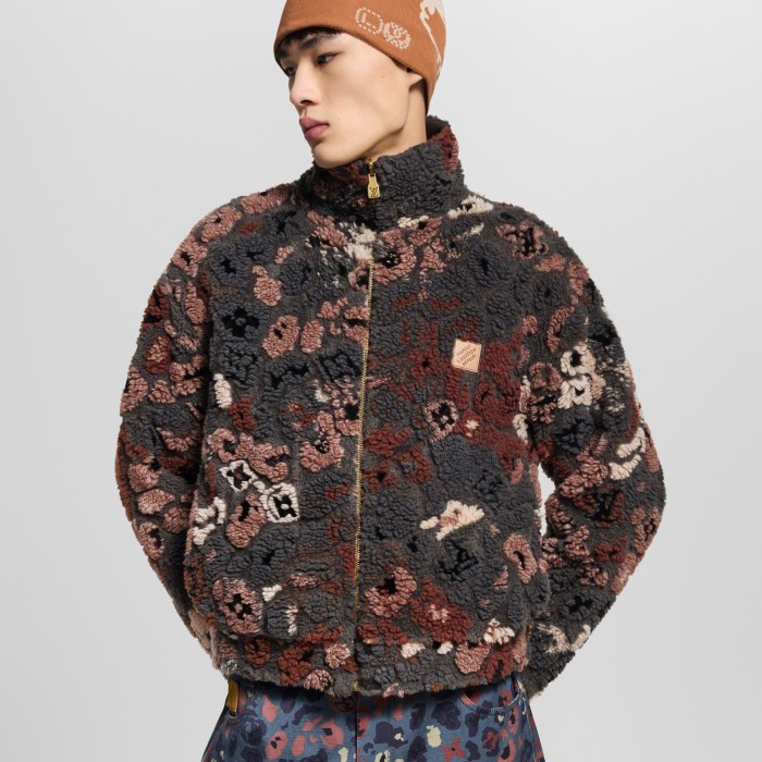 NIGO Louis Vuitton Men's And Women's Fall/Winter Fashion Casual High Neck Zipper Jacquard Suede Reversible Drawstring Waist Belt Jacket #nigo78863
