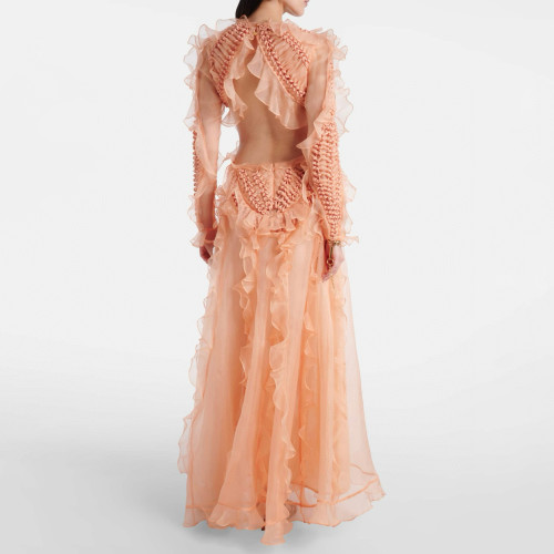NIGO Zimmermann Women's Spring/Summer Fashion Casual Solid Color Knit Long Sleeve Dress Long Dress #nigo78889