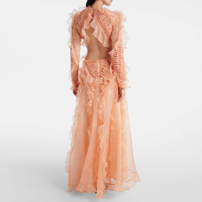 NIGO Zimmermann Women's Spring/Summer Fashion Casual Solid Color Knit Long Sleeve Dress Long Dress #nigo78889