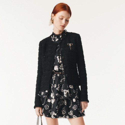 NIGO Chanel Women's Fall/Winter Vintage Cotton Long-Sleeve Single-Breasted Solid Color Multi-Pocket Tweed Jacket #nigo81571