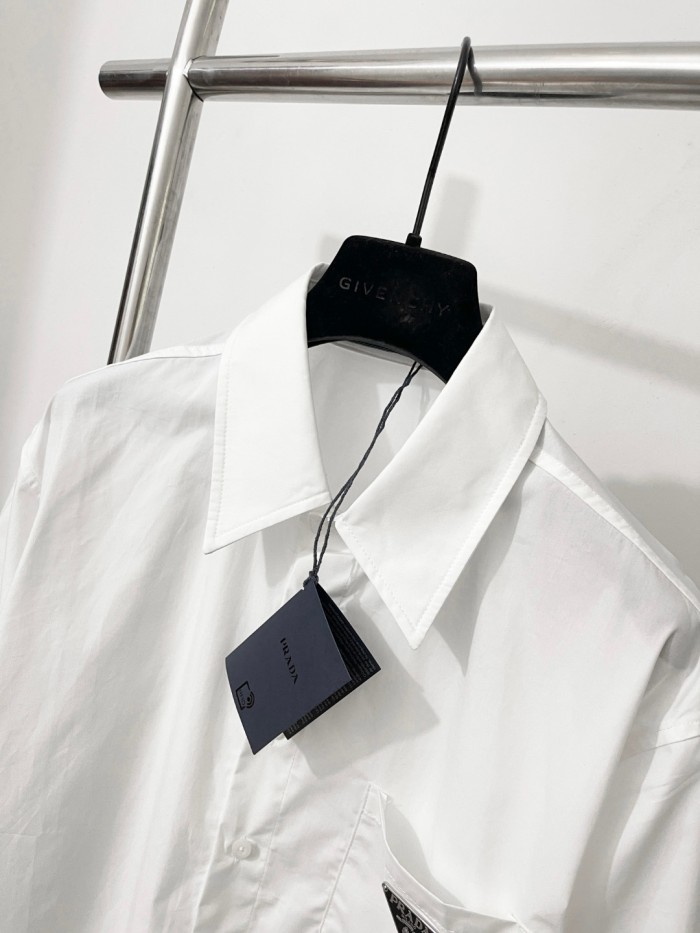NIGO Prada Men's And Women's Spring/Fall Fashion Casual Solid Color Cotton Collared Single Button Long Sleeve Shirt #nigo78891