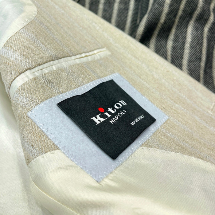 NIGO Kiton Men's Spring/Fall Striped Linen Solid-Color Lapel Single-Breasted Long-Sleeve Slim-Fit Blazer Jacket Ngvp #nigo2394