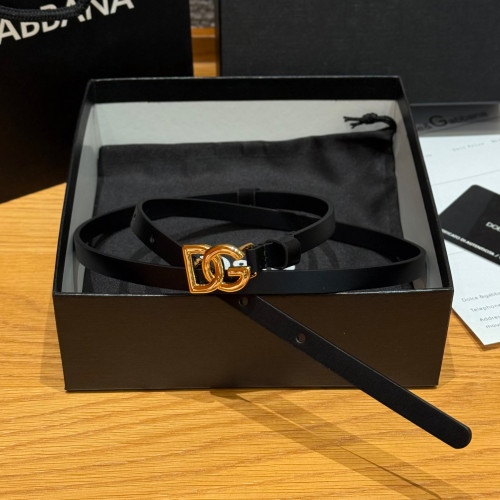 NIGO Dolce&Gabbana Women's Fashion Solid-Color Calfskin Belt With Logo Metal Buckle, 15mm Width Accessories #nigo81573