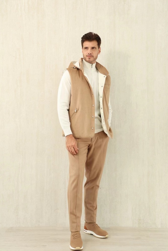 NIGO Brunello Cucinelli Men's Spring/Autumn Detachable Hooded Solid Color Single-Breasted Bonded Wool Flannel Down Vest Ngvp #nigo2293