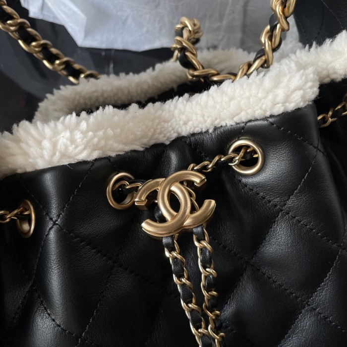 NIGO Chanel Women's Classic Winter Collection Leather Logo Drawstring Chain Handbag Shoulder Bag Bags AS5293-B22309-U4139 #nigo78882