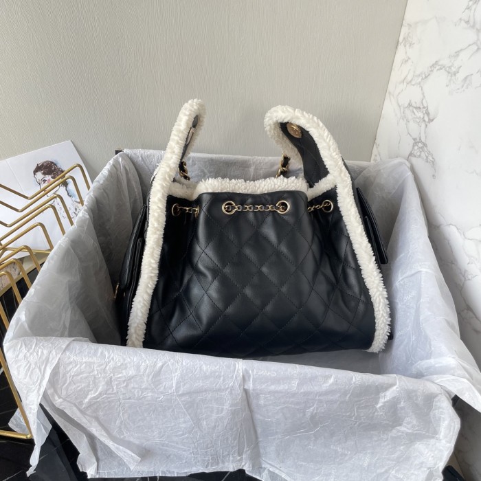 NIGO Chanel Women's Classic Winter Collection Leather Logo Drawstring Chain Handbag Shoulder Bag Bags AS5293-B22309-U4139 #nigo78882