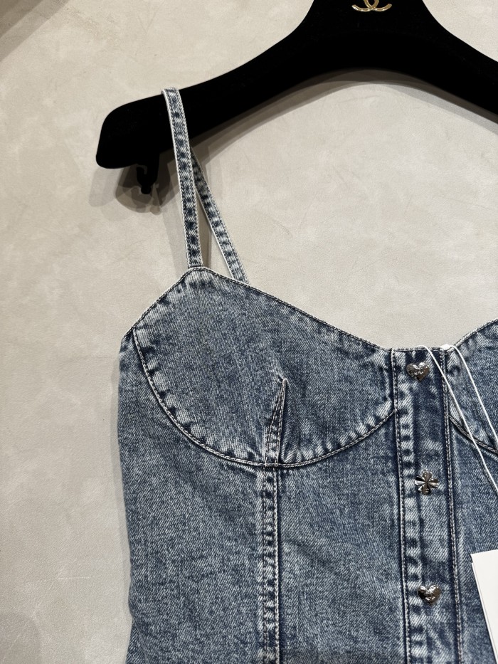 NIGO Chanel Women's Spring/Summer Casual Fashion Camellia Halter Denim Vest #nigo78685