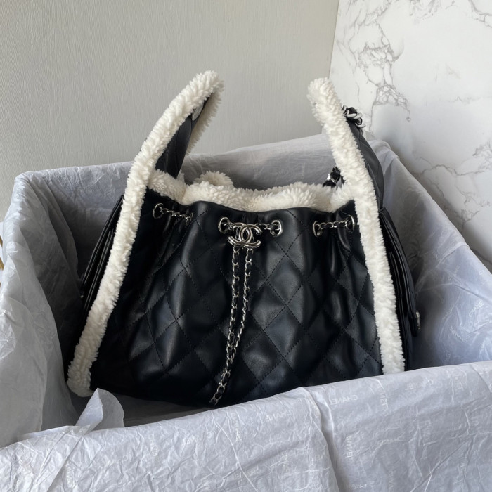 NIGO Chanel Women's Classic Winter Collection Leather Logo Drawstring Chain Handbag Shoulder Bag Bags AS5293-B22309-U4139 #nigo78882