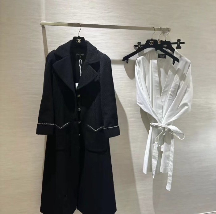 NIGO Chanel Women's Vintage Wool Blend Spring/Fall/Winter Solid Color Lapel Single-Breasted Long Coat Jacket #nigo81572