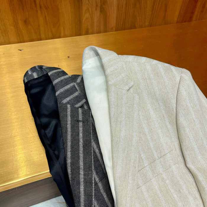 NIGO Kiton Men's Spring/Fall Striped Linen Solid-Color Lapel Single-Breasted Long-Sleeve Slim-Fit Blazer Jacket Ngvp #nigo2394