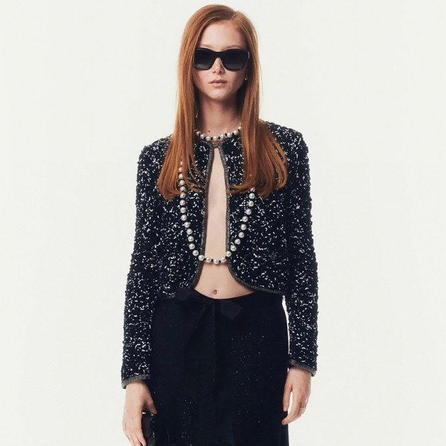 NIGO Chanel Women's Vintage Spring/Fall Rhinestone-Embellished Color-Block Cotton Knit Cardigan Jacket Ngvp #nigo2395