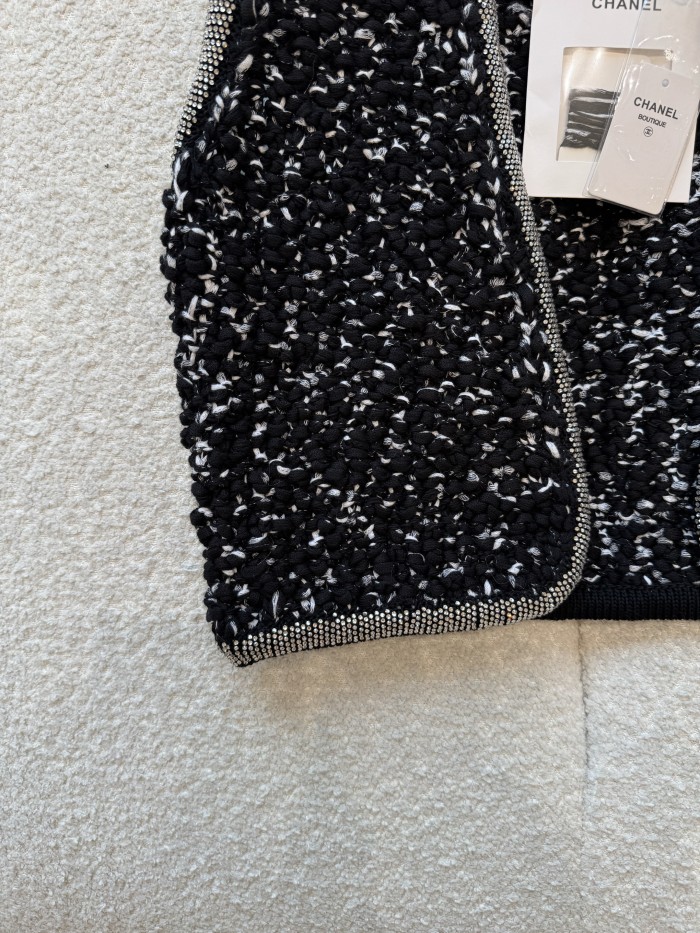 NIGO Chanel Women's Spring/Fall Knit Rhinestone-Embellished Solid-Color Cotton Sleeveless Cardigan Vest Ngvp #nigo2396