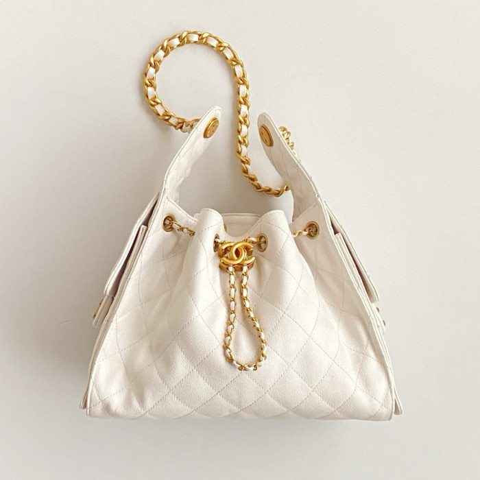 NIGO Chanel Women's Classic Double C Logo Solid Color Link Strap Tweed Shoulder Bag Handbag Bags #nigo77735